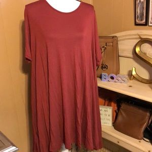 Rust colored swing T-shirt dress